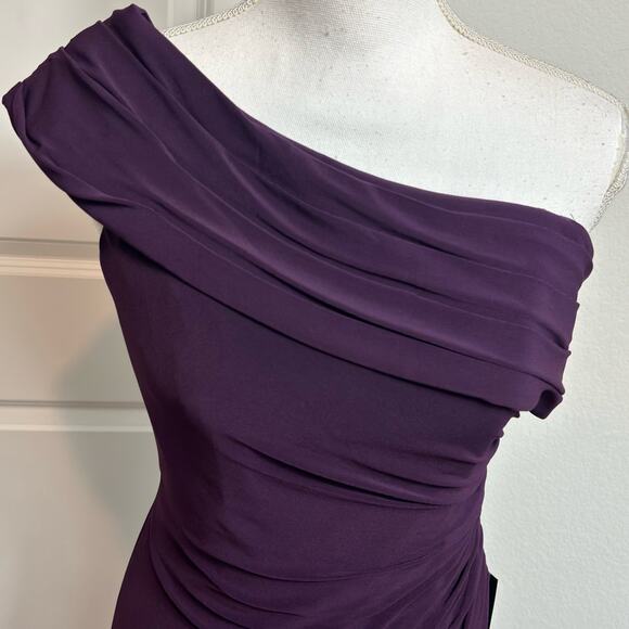 IEENA FOR MAC DUGGAL FOLD OVER ONE SHOULDER GOWN WOMEN DEEP PURPLE SIZE 2 NEW - Picture 10 of 12